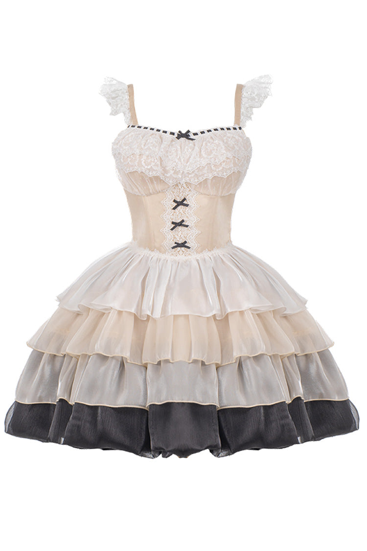 Multicolor Sunset Waist Tiered Ruffled Sweet JSK