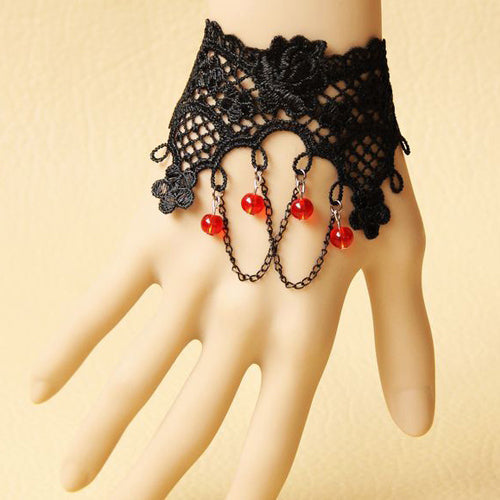 Retro Gothic Tassel Crystal Lace Bracelet