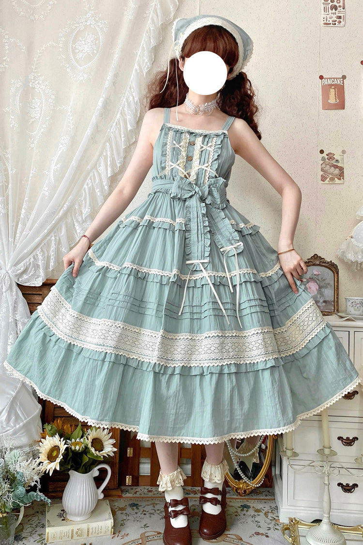 Summer Flower Tea Ruffle Bow Lace Sweet Lolita Jsk Dress 6 Colors