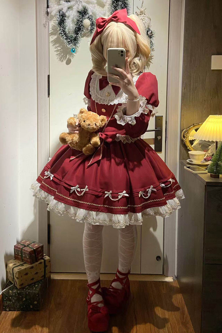 Long Sleeves Ruffled Bow Sweet Lolita Dress - Miss Flando of the New Year
