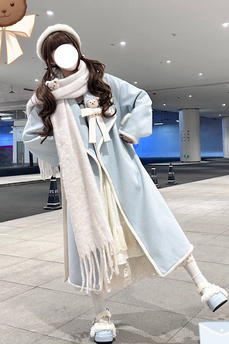 Cute Bear Bow-Adorned Sweet Lolita Long Coat in Two Colors