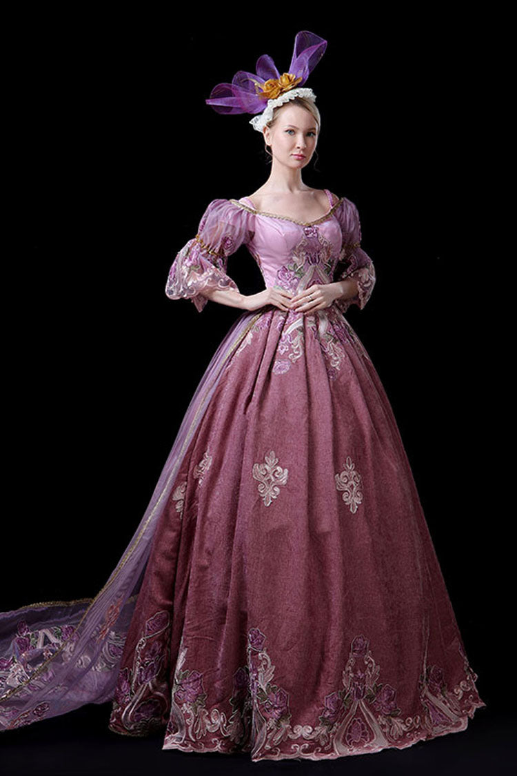Hollow Embroidery Victorian Dress - High Waisted Half Sleeves