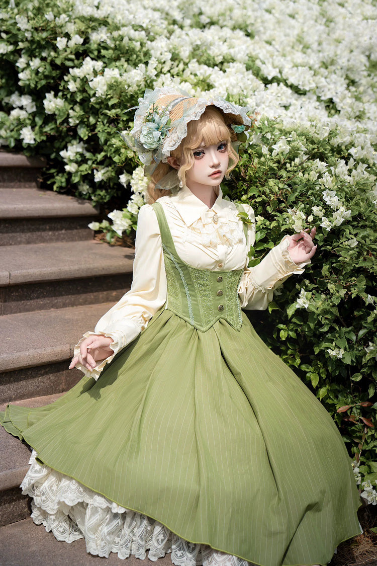 Dreamlike Realm Sleeveless Printed Ruffled Embroidered Corset Elegant Sweet Lolita JSK Dress