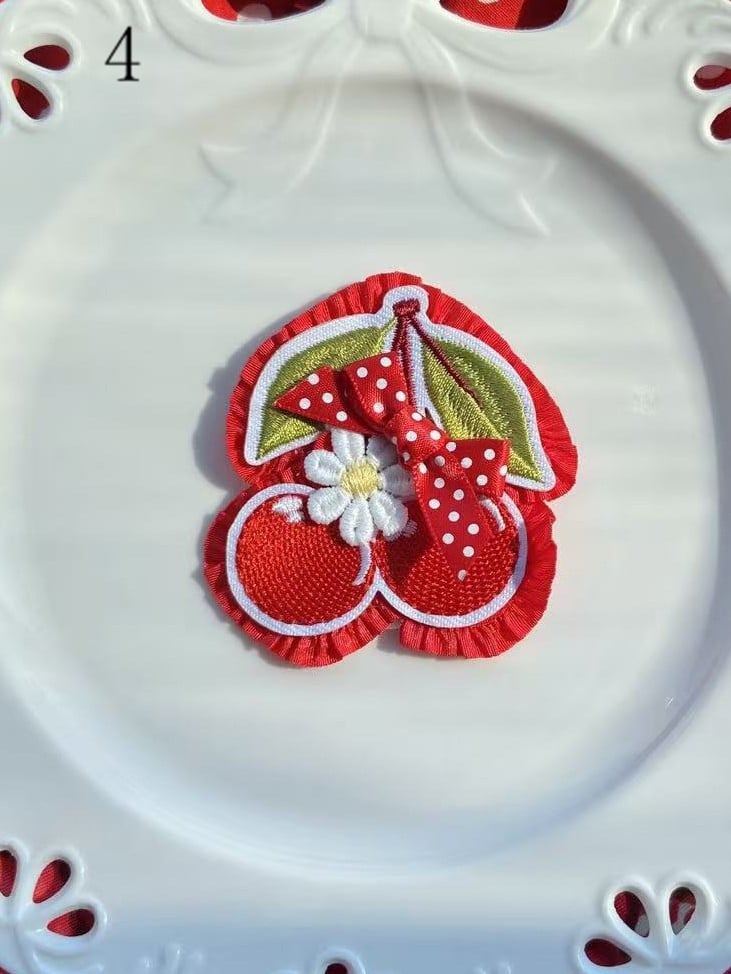 Decorated Cherry/Strawberry/Cake Brooch/Hairclip Options Bowknot 11