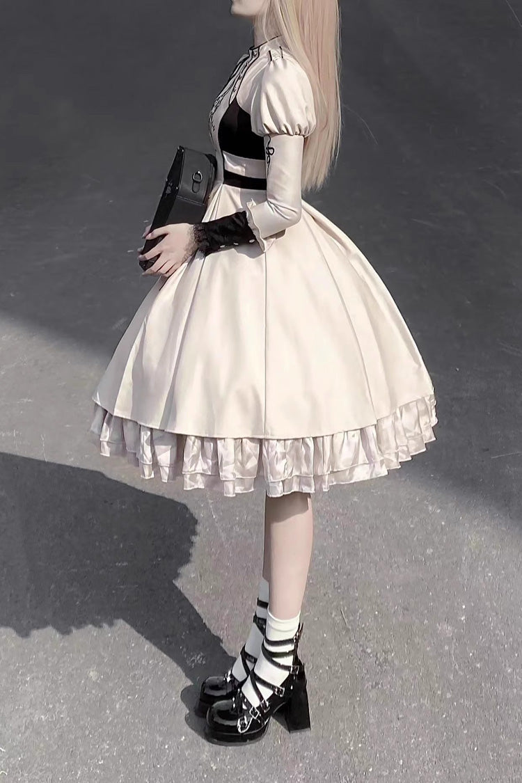 Ivory Layered Moon Talisman Print Ruffled Gothic Jumper