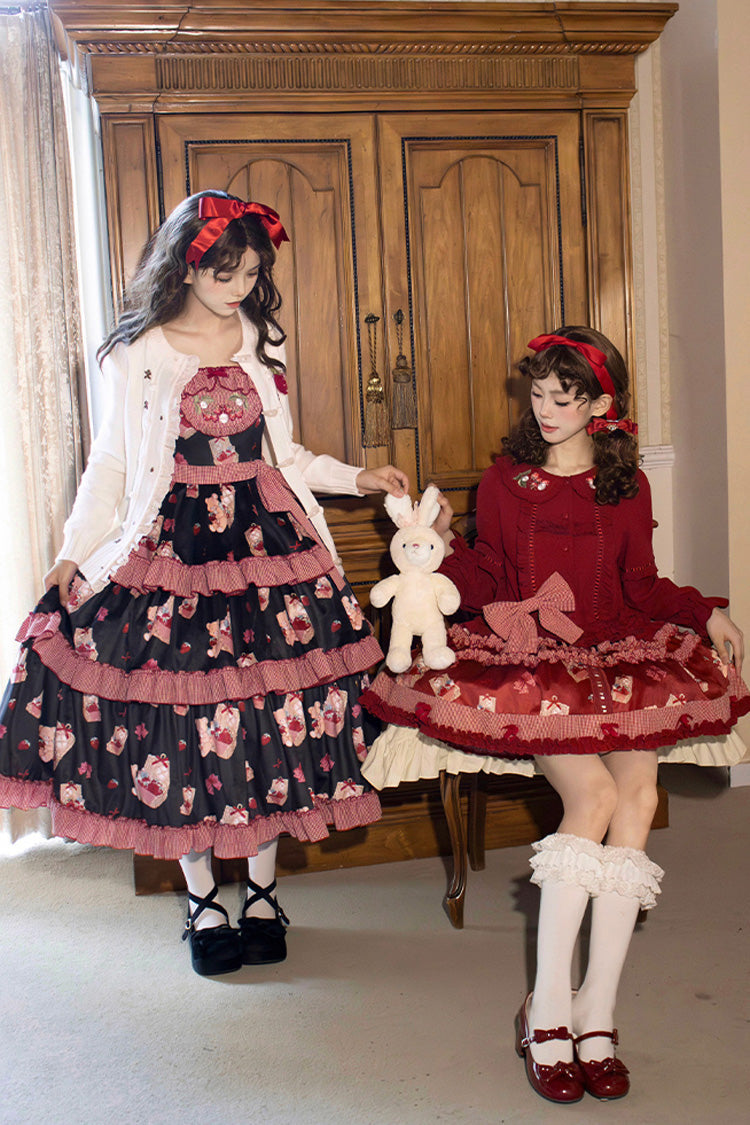 Strawberry Farm Print Embroidery Skirt