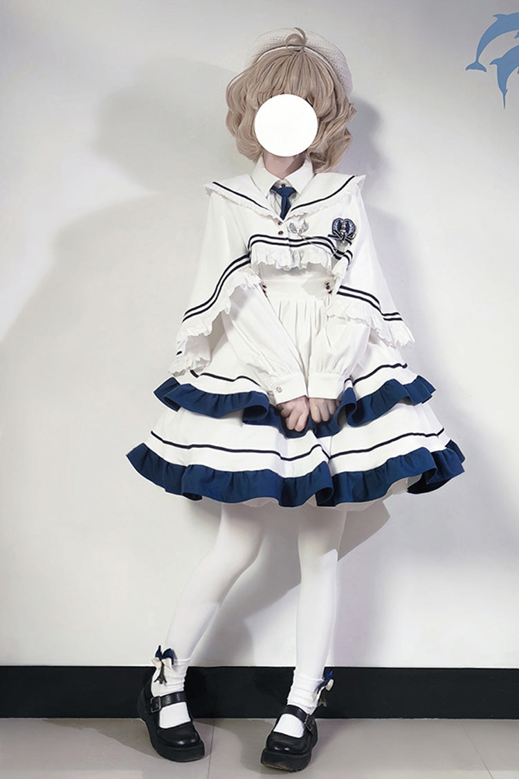 Ivory Double-Layered Ruffled Sweet Collegiate Jumper