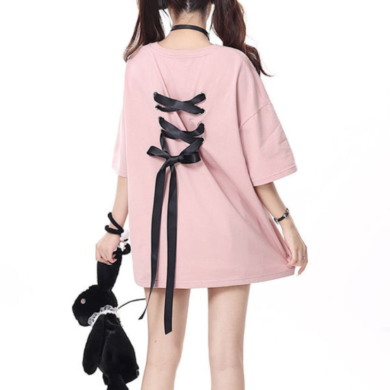 Bow Lace Ribbon Tshirt Matching Bestie Top - Lovesickdoe MK Kawaii Store