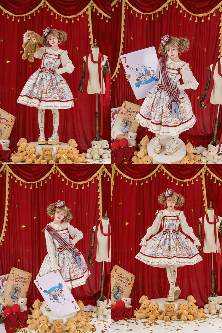 Multi-Color Print Sweet College Style Lolita JSK Dress with Bow