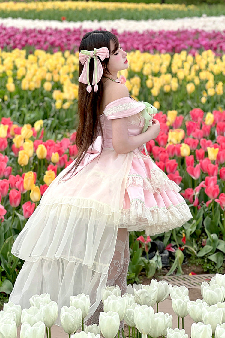 Tulip Love Song Princess Dress with Boat Neck & Ruffles