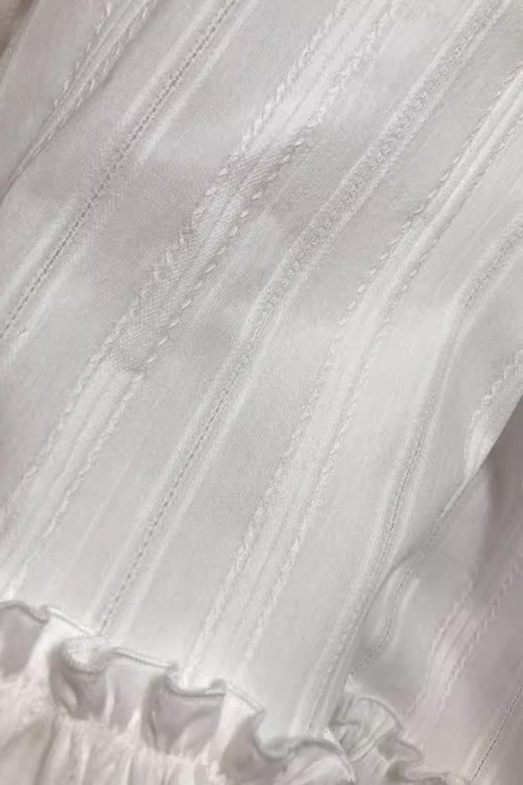 Ivory Jacquard Ruffled Sweet Blouse