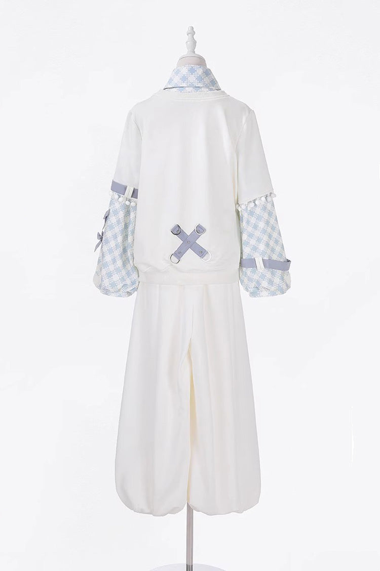 Ivory Prince Ouji Lolita Set with Asymmetric Print and Long Sleeves