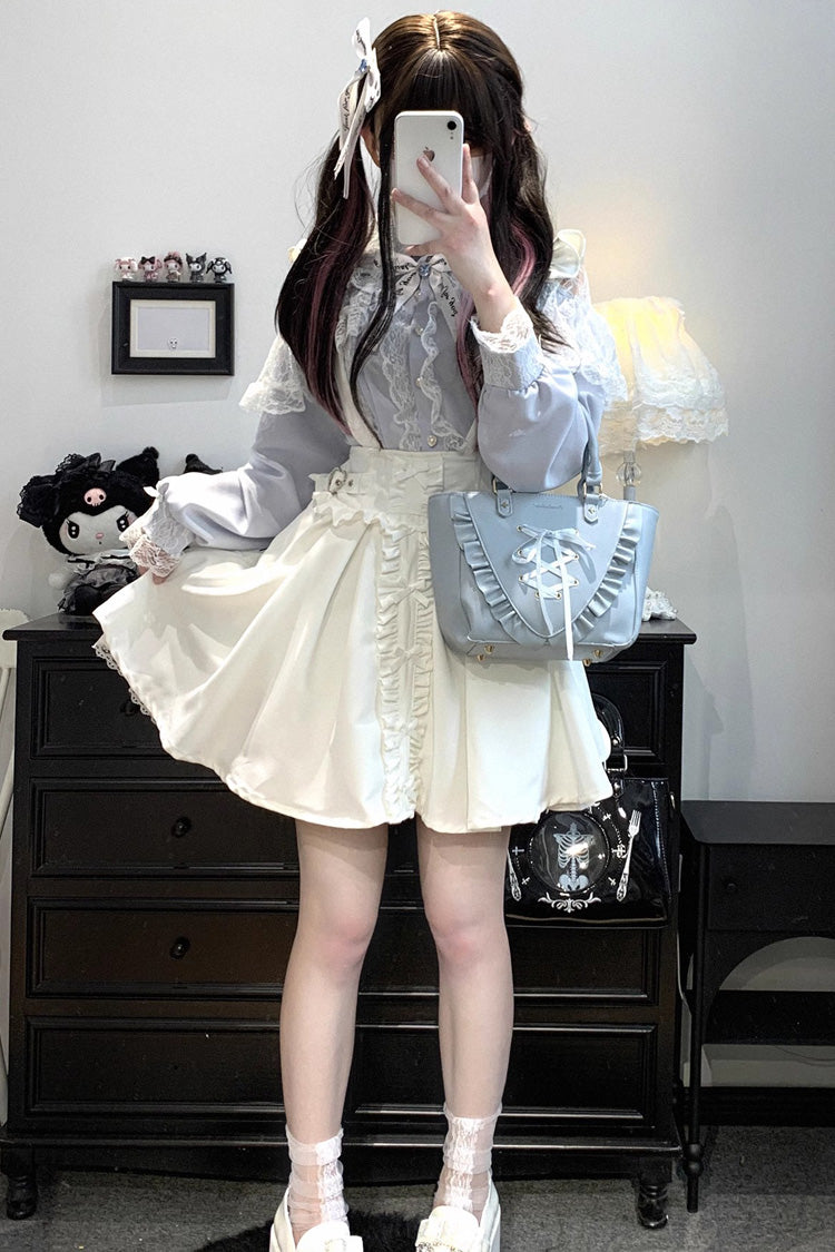 Dolls Only Ruffle Bow Lace Corset Sweet Jirai Kei Strap Dress in Four Colors