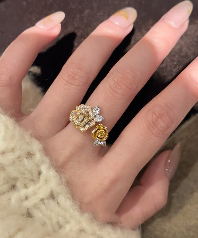 Snake Gold Antique Floral Zircon Set Rings Piece Two