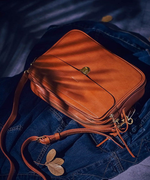 Durable Bag Leather Versatile Orange Art Cross-body