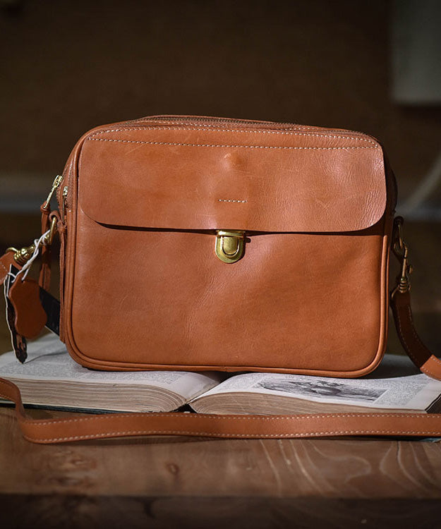 Durable Bag Leather Versatile Orange Art Cross-body