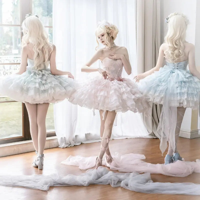 Ballet Lace Star Lolita Dress MK Kawaii Store Ballet Lace Star Lolita Dress MK Kawaii Store