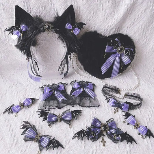 Kawaii Aesthetic Y2K Cute Fairy Batty Kitty Purple and Black Accessories ON1516 spreepickyshop