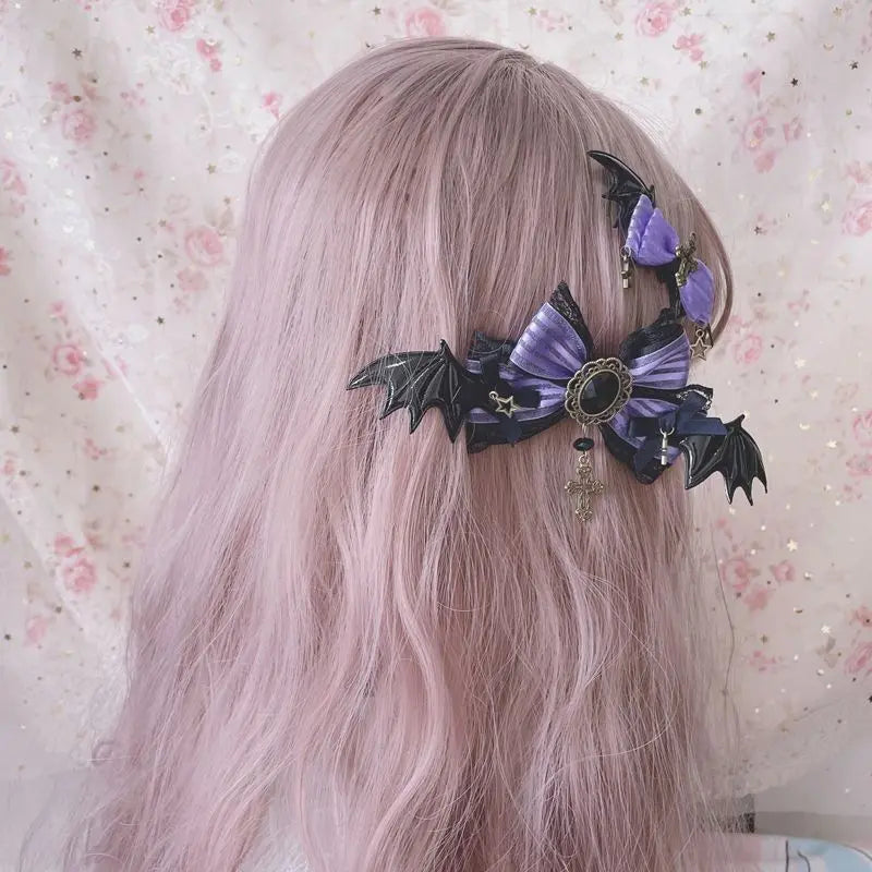 Kawaii Aesthetic Y2K Cute Fairy Batty Kitty Purple and Black Accessories ON1516 spreepickyshop