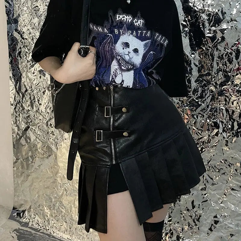 Jupe ceintures Punk Cool noir blanc ON828