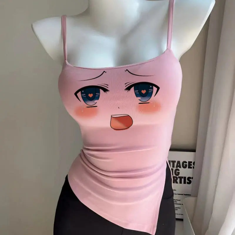 Kawaii Aesthetic Y2K Cute Fairy Bling Eyes Crop Top spreepickyshop