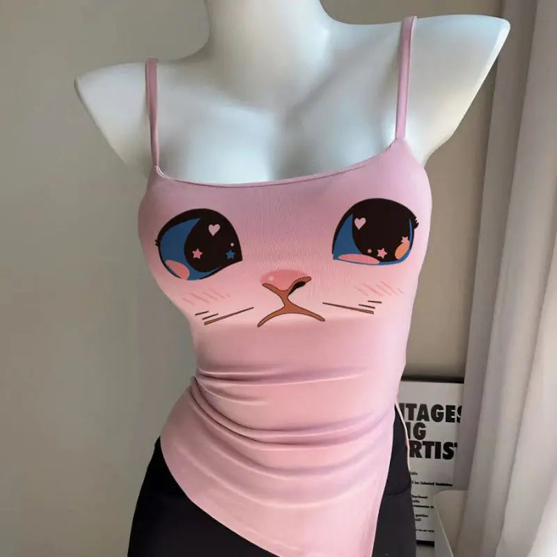 Kawaii Aesthetic Y2K Cute Fairy Bling Eyes Crop Top spreepickyshop