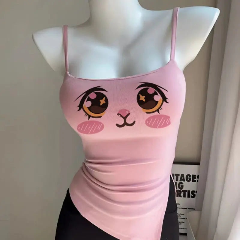 Kawaii Aesthetic Y2K Cute Fairy Bling Eyes Crop Top spreepickyshop