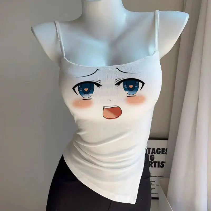 Kawaii Aesthetic Y2K Cute Fairy Bling Eyes Crop Top spreepickyshop