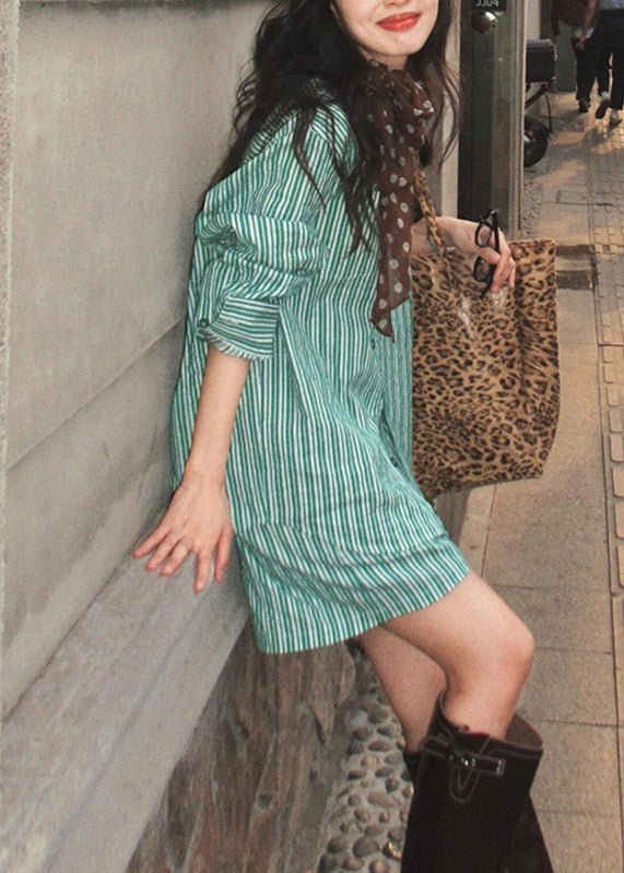 Pieces Two Shorts Green Shirts Striped And Collar Summer Bohemian Peter Pan Set
