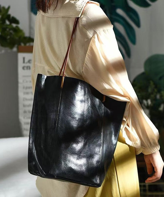 Capacity Large Bag Boho Green Leather Bucket