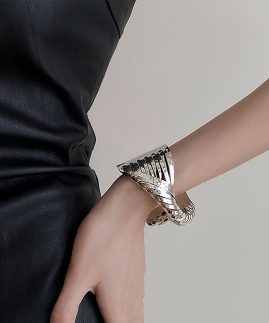 Open Cuff Silk Boho Metal Cross