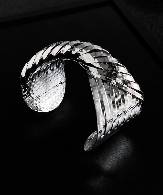 Open Cuff Silk Boho Metal Cross