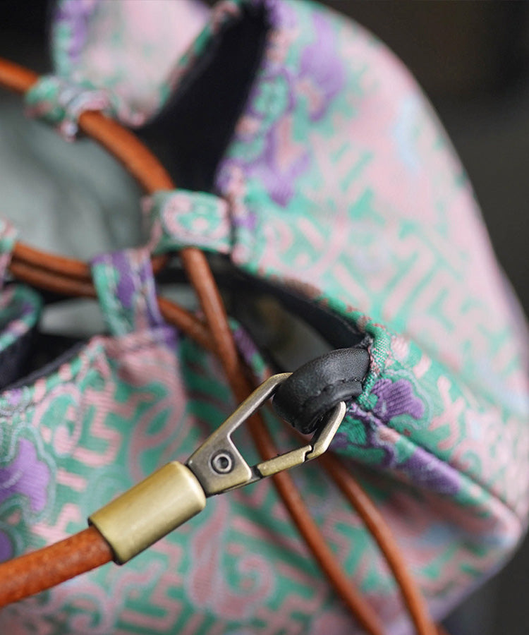 Bucket Drawstring Print Bag Boho Versatile Silk