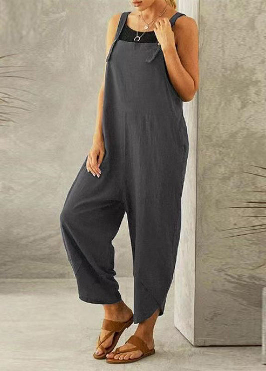 Boutique Summer Slash Neck Grey Dark Patchwork Jumpsuit