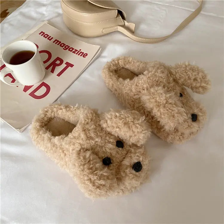Pantoufles marron pour chiot et chien pour l'hiver Lin78