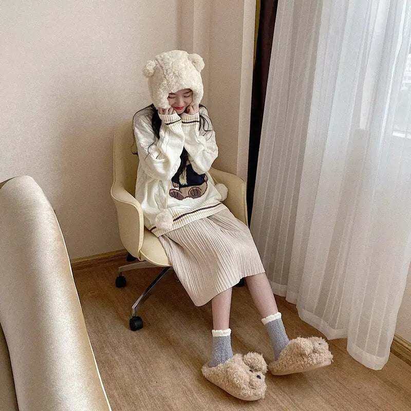 Pantoufles marron pour chiot et chien pour l'hiver Lin78