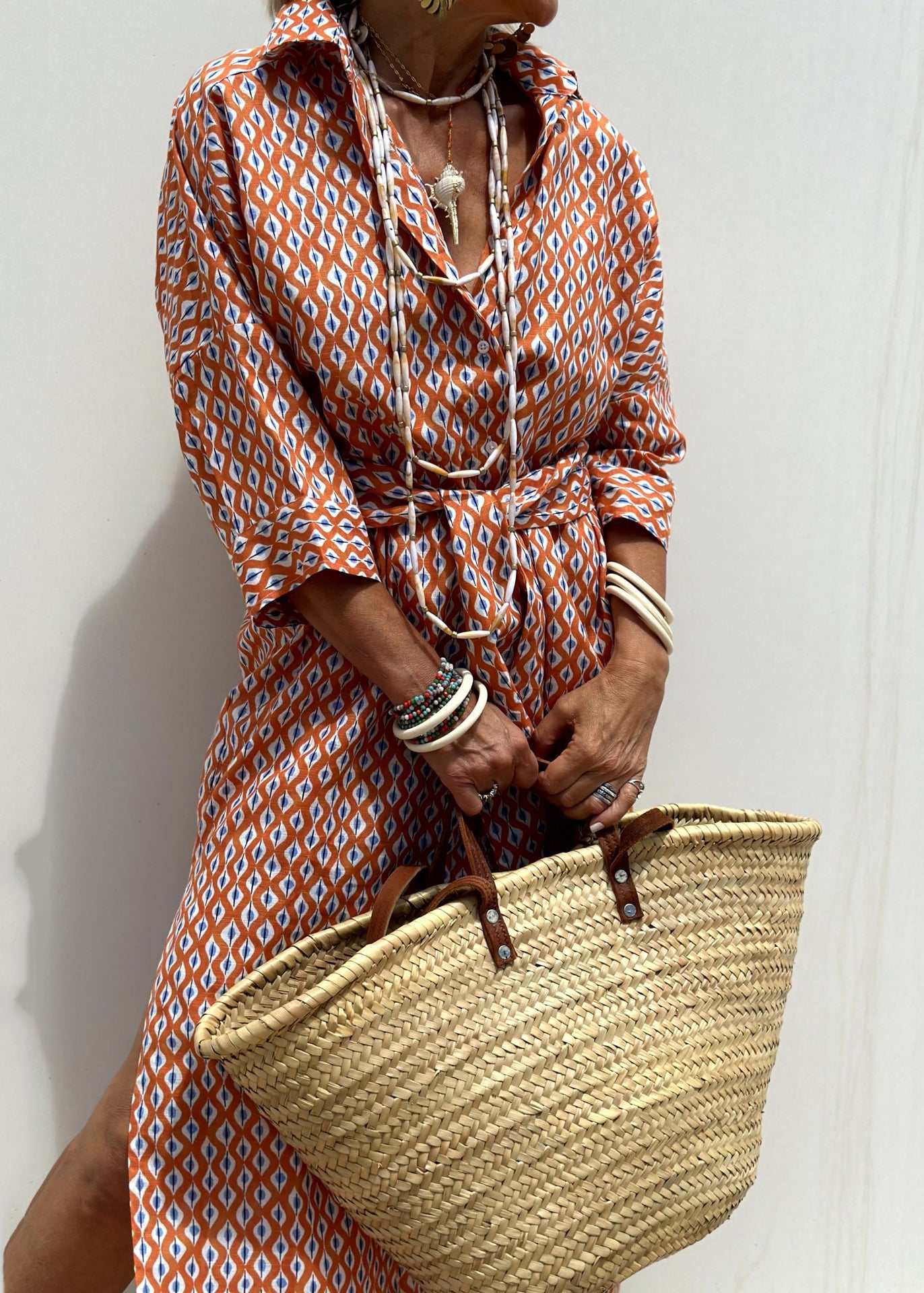 Shirts Striped Sleeve Long Open Bracelet Side Blue Patchwork Casual Dress