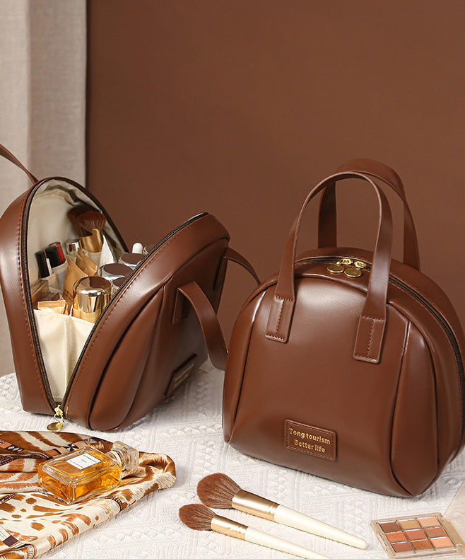 Casual Tote Leather Brown Faux Solid Handbag Durable