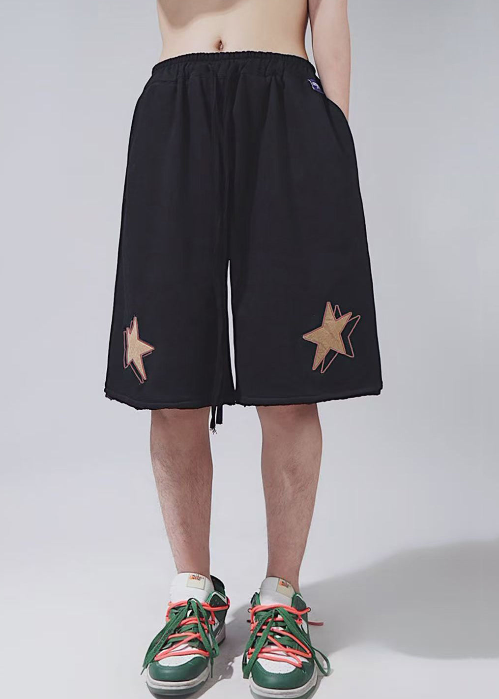 Men Summer Shorts Khaki Waist Casual Elastic Cotton Print