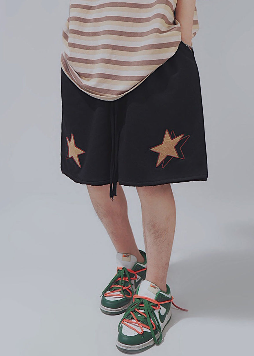 Men Summer Shorts Khaki Waist Casual Elastic Cotton Print