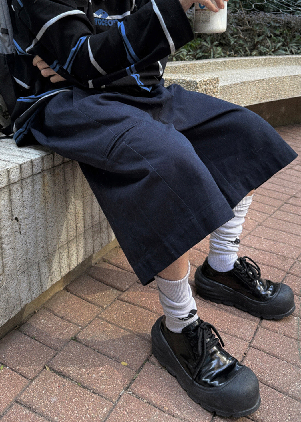 Pockets Waist Casual Summer Navy Crop Men High Pants Cotton