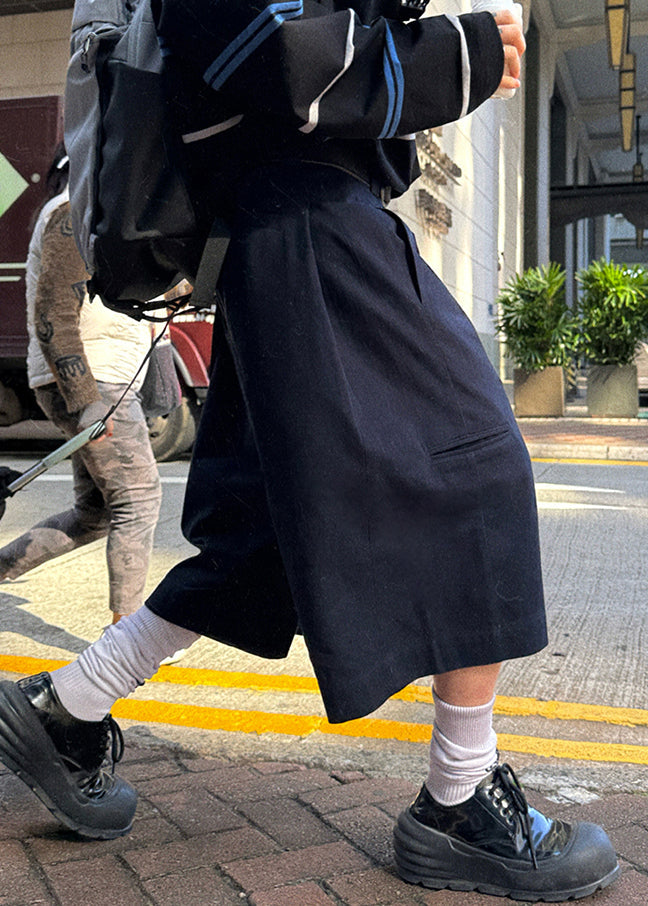 Pockets Waist Casual Summer Navy Crop Men High Pants Cotton