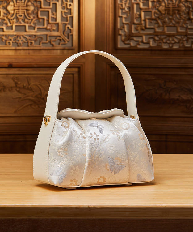 Chinese Tote Style Bag Beige Versatile Jacquard