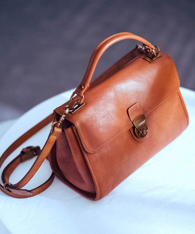 Classy Messenger Solid Durable Bag Versatile Orange Leather