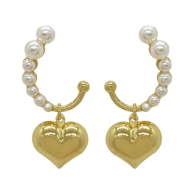 Mini Pearl Heart Earrings