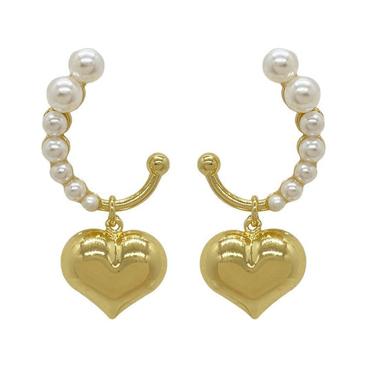 Mini Pearl Heart Earrings