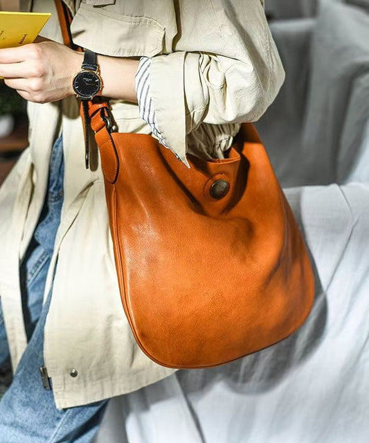 DIY Messenger Bag Orange Leather Durable CrossBody