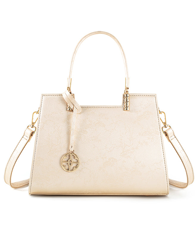 Beige Jacquard Bag Tote Versatile Elegant