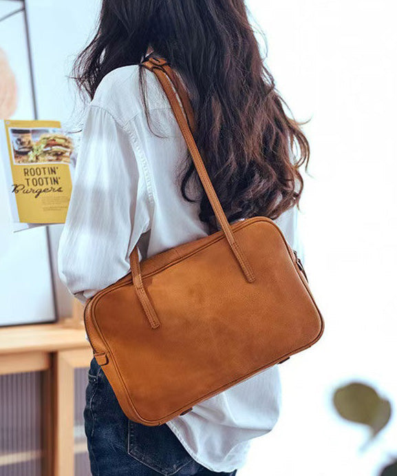Shoulder Elegant Orange Leather Square Durable Bags