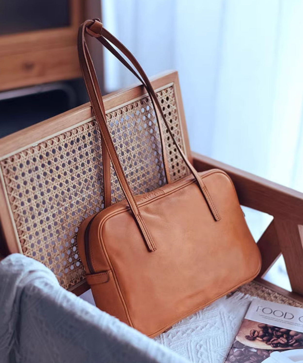 Shoulder Elegant Orange Leather Square Durable Bags